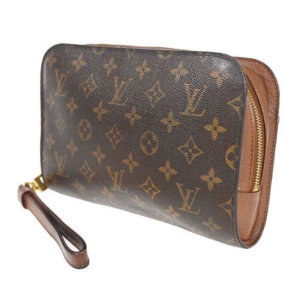 LOUIS VUITTON Orsay Clutch Hand Bag Monogram Leather Brown France - Picture 16 of 16